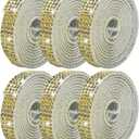 Abitoncc 6PCS Self-Adhesive Crystal Rhinestone Ribbon, Diamond Bling Ribbons Stickers 6-Rolls Bedazzling Strips, 6-Yard Gold Color for DIY Crafts, Wedding, Shoes, Phone Cases, Decoration