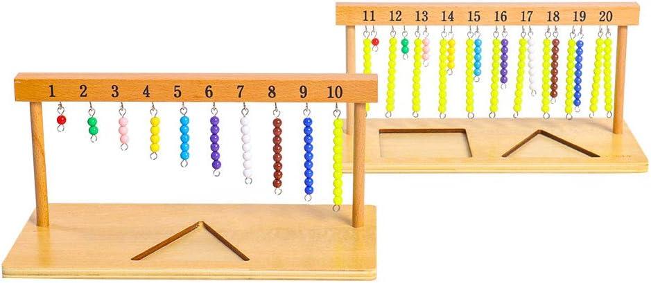 Kghios Montessori Math Toys Materials for Toddlers 1-20 Beaded Hanger Color Bead Stairs with Beads Montessori Mathematics Educational Materials Learning Tools Preschool Toys