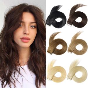 Yamel Tape In Hair Extensions Human Hair Natural Black 12 Inch 20pcs (12 Inch (Pack of 20))