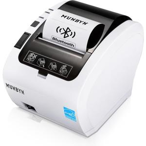 MUNBYN Bluetooth Thermal Receipt Printer P047, 80mm POS Printer, Thermal Printer with USB Serial Ethernet, Bluetooth, Support Android Windows PC iOS(Do Not Support Paypal Doordash Grubhub Vagaro)White