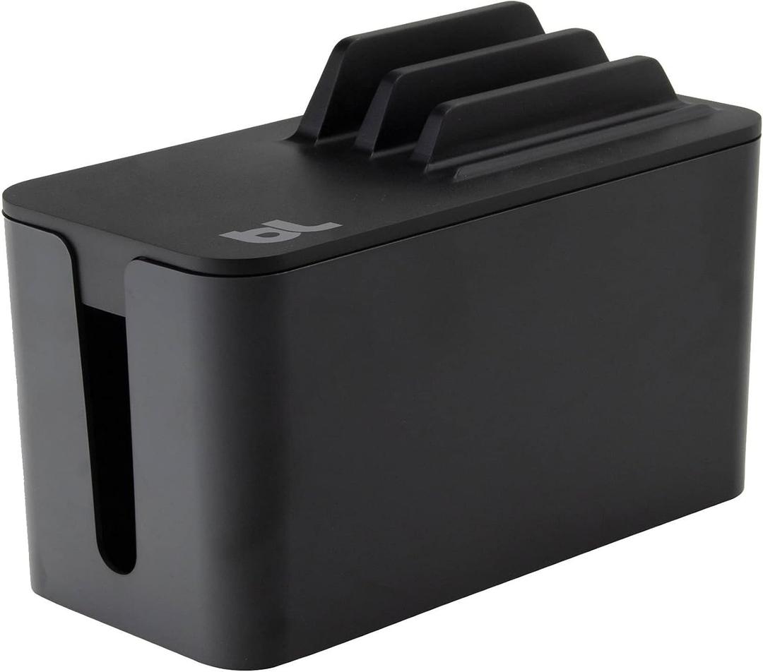 Bluelounge CableBox Mini Station Black Cable and Cord Management System - Small Surge Protector Included