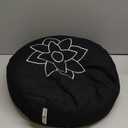 Mindful & Modern Large Meditation Cushion for Zafu Yoga - Meditation Pillow for Sitting on the Floor - Buckwheat Hull Filled Yoga Cushion with Removable, Washable 100% Cotton Cover and Carry Handle (Round - Black)