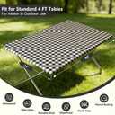 Rectangle Picnic Table Cloth, Elastic Waterproof Fitted Vinyl Tablecloths for 4 Foot Tables, Wipeable Flannel Backed Table Covers for Dining, Camping, Outdoor(Black Plaid,24"x48")