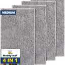 Muddy Mat 4-Piece Grey Medium 30"X19" AS-SEEN-ON-TV Highly Absorbent Microfiber Door Mat, Bath Mat and Pet Rug, Non Slip Thick Washable, Soft Chenille for Kitchen Bathroom Bedroom Indoor and Outdoor