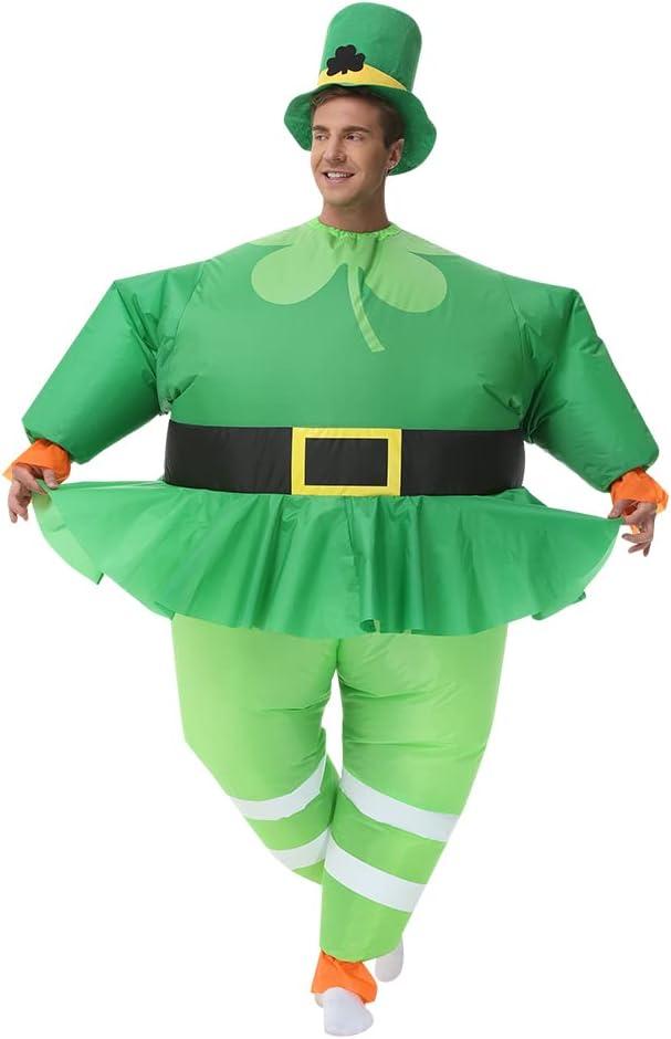 Inflatable Leprechaun Costume for Adults St. Patrick Day Costume Leprechaun Blow up Suit Inflatable Costume
