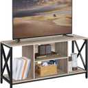 Yaheetech Industrial TV Stand for 55 Inch TV, Entertainment Center Media Console Table with Open Storage for Living Room, Wood Modern Furniture, Gray (Grey)