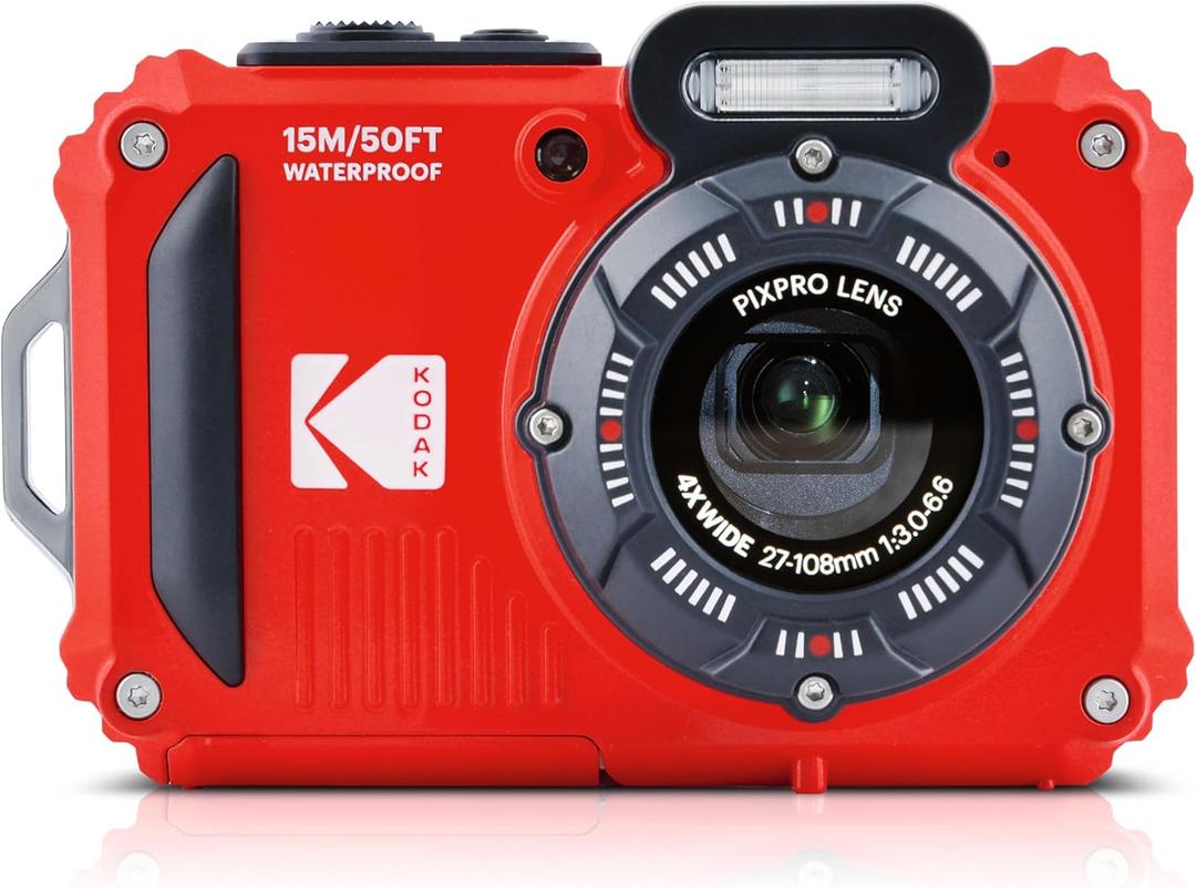 KODAK PIXPRO WPZ2 Rugged Waterproof Digital Camera 16MP 4X Optical Zoom 2.7" LCD Full HD Video, Red