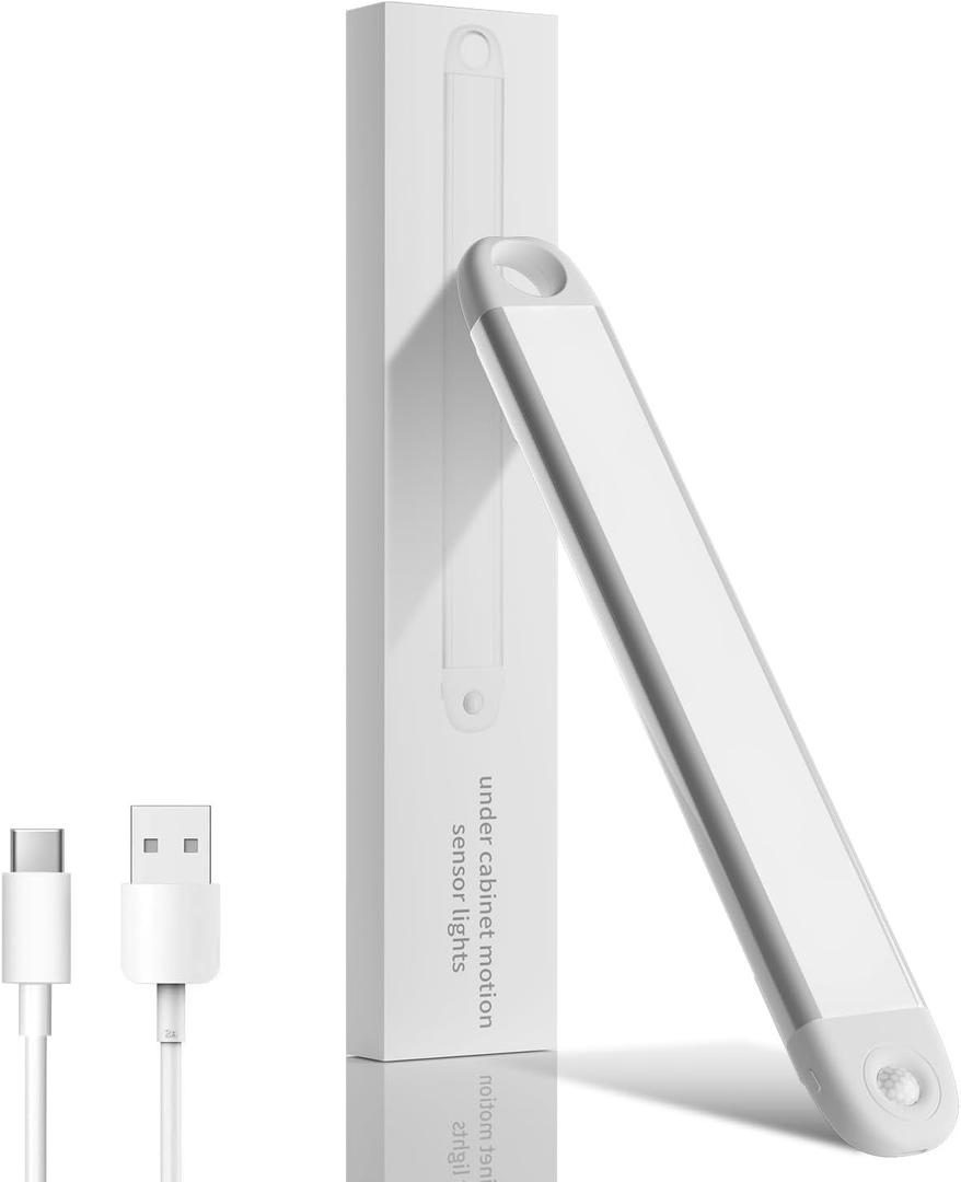 1 Pack Under Cabinet Lights Motion Sensor Closet Lighting Always-on LED Closet Lights Wireless USB Charging,LED Rechargeable Light Bar Night Light for Wardrobe, Kitchen, Stairs