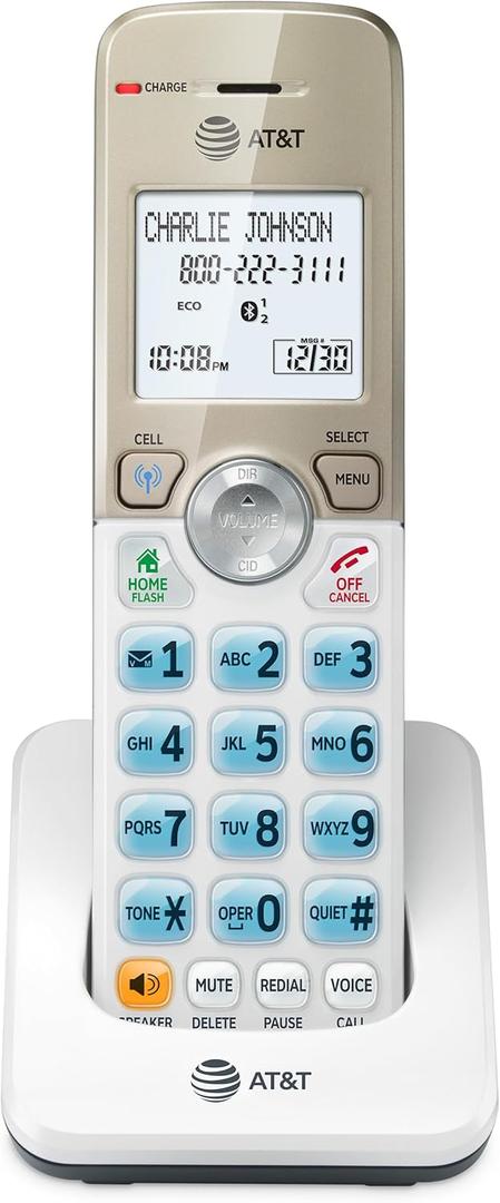 AT&T DL70019 Accessory Handset for DL72x19 Phone with Bluetooth Connect to Cell, Call Blocking, 1.8" Backlit Screen, Big Buttons, intercom, and Unsurpassed Range