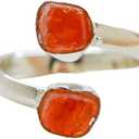 Adjustable Carnelian Gemstone Ring, 18K Gold or Silver Plated Brass