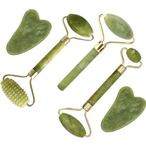 Jade Roller & Gua Sha Set 5 in 1 Facial Massager Tools - Jade Gua Sha Facial Massager Set with Roller for Face Sculpting & Skin Care