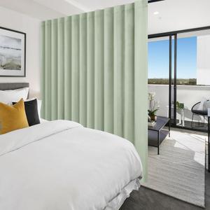 Hiasan Patio Sliding Room Divider Door Curtains - Extra Wide Privacy Room Thermal Insulated Blackout Curtain with Back Tab & Rod Pocket for Bedroom Partition(100 x 108 Inches, Bean Green)