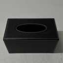 High-end Fashion PU Leather Tissue Box Holder Black with lid, Rectangular Napkin Facial Tissues Holder Dispenser,Home Office Car Tissue Box Cover Decorative Container with Magnetic Bottom (Black)