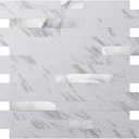 Art3d 10-Sheet Peel and Stick Backsplash Tile for Kitchen Bathroom Fireplace Laundry Room in White Marble Tone (13.4" x 11.8", White Slate with Silver Studded)