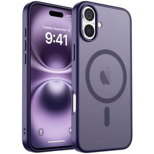 Zapica Magnetic for iPhone 16 Plus Case, [Compatible with MagSafe] [Military Grade Drop Protection] Translucent Matte Shockproof Anti-Scratch Phone Cover, Dark Purple