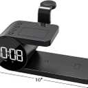 Brookstone 4-in-1 Wireless Charging Station: Stylish | Compatible for iPhone 15,14,13,12 Pro Max Series, All iWatch Series, Compatible with Airpods 3,2 Pro| Wireless Charging Station with Clock. (Black)