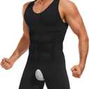 TAILONG Mens Shapewear Tummy Control Bodysuit Slimming Tank Top Full Body Shaper Sleeveless Compression Shirts Fajas Para Hombres Black (Black, S)