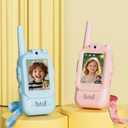 Walkie Talkie for Kids with Video: 2 Pack Rechargeable Toddler Toys with HD Camera & Voice Changer, Long Range Gift Toys for Boy & Girl Age 3-8 for Outdoor Play, Camping (Pink-Blue)