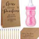Roowest 512 Pcs Baby Shower Games Guess How Many Pacifiers Sign 100 Small Guessing Games 10 HB Pencils 750ml Milk Bottle 400 Acrylic Pacifiers Decoration for Guest Gender Reveal (Pink,Kraft)