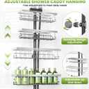 vorona Shower Caddy Hanging, 3 Tier Adjustable Rustproof Shower Organizer Hanging, Anti-Slip Buckle, Stainless Steel Shower Racks for Inside Shower with 8 Hooks, Shower Rack Bathroom Accessories
