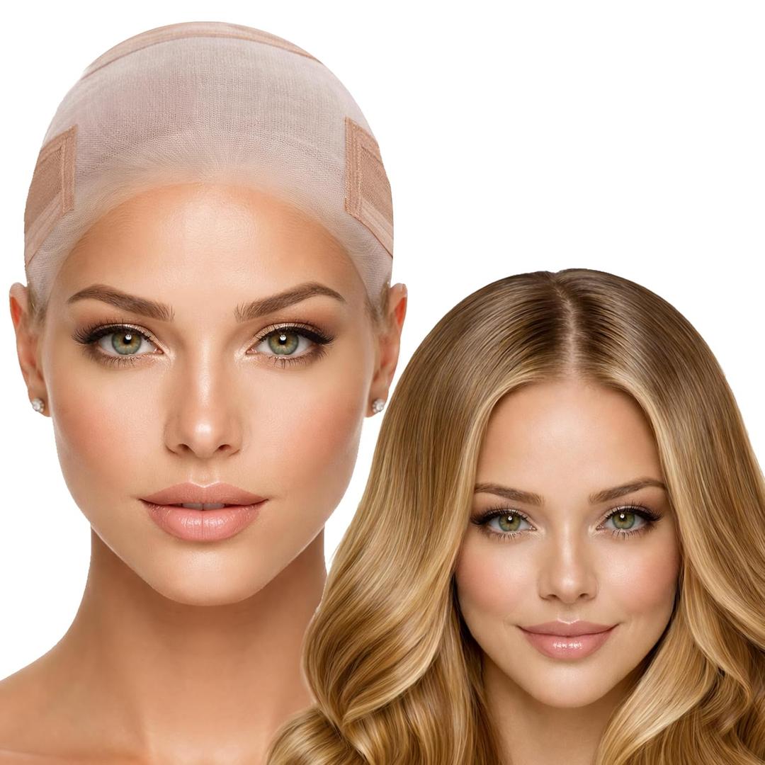 Max Lace Wig Caps For Women Non Slip Lace Front - Breathable Adjustable Wig Grip Cap For Glueless Wigs Securely in Place, Wig Reusable HD Lace Cap with Headband, One Size Fits Most (White)