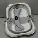 MoreFeel Collapsible Baby Bathtub for Newborn with Thermometer & 1 Hooded Towel & 1 Soft Floating Cushion,Portable Travel Bathtub with Drain Hole, Durable Foldable Baby Tubs for Infants to Toddler (Grey)