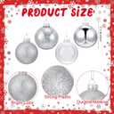 Civaner 16 Pack Silver Mercury Glass Christmas Ball Ornaments, 2.36'' Glitter Glass Christmas Ball Ornaments Glitter Large Balls Tree Decoration for Xmas Tree Decor Shiny Decorative Hanging Ornament