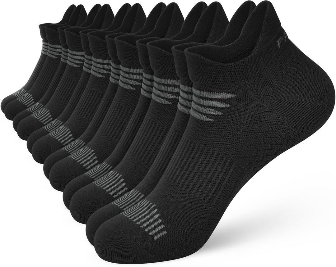 PAPLUS Running Socks Womens 6 Pairs - Athletic Ankle Socks with Arch Support, Comfort Anti-Blister Cushioned (10-13)