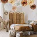 2 x Boho Baby-Shower Party-Decorations Tissue Pom-Poms - 12pcs Neutral Rainbow Birthday Wedding Bridal Paper Flowers Streamers,White Brown Champagne Engagement Bachelorette Christmas Decor Ouruola