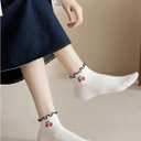 GORGLITTER Women's 5 Pairs Crew Socks Vintage Cute Patterned Casual Dress Ankle Socks (L)