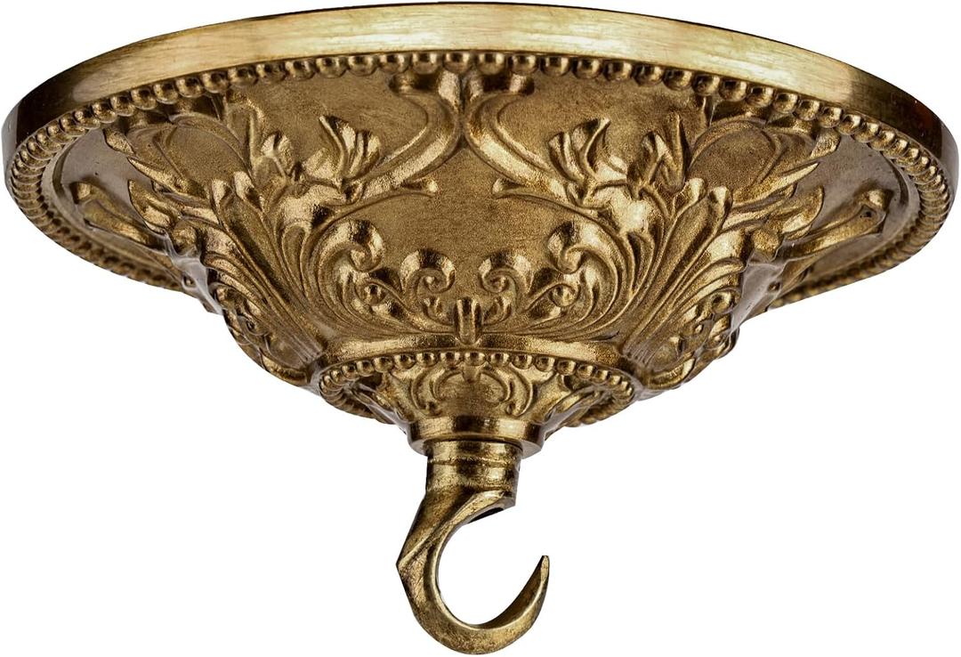 7.87'' Brass Canopy for Chandelier Pendant Light, Gold Rustic Mounting Plate Kit for Hanging Ceiling Lights