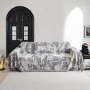 MYSKY HOME Couch Cover for Sectional Sofa Set Abstract Geometric Furniture Sofa Cover Washable for Dog Cat Pet Couch Cover 3 Seat Sofa Chenille Couch Protector Multi-Use Couch Cover Blanket, 71" X134" (1# Deep Grey)