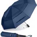 MRTLLOA 49/54/62 Inch Large Folding Golf Umbrella, Oversize Double Canopy Vented 10 Ribs Windproof Compact Travel Umbrellas for Rain (Navy Blue)