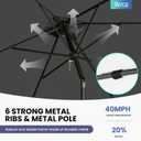 Ayge 6.5 Rectangular patio Umbrella rectangle pool Umbrella for patio Grey | Ribs, push-button tilt & crank. UPF50+ waterproof canopy. Rust-resistant pole. Fits patio table, backyard, pool.