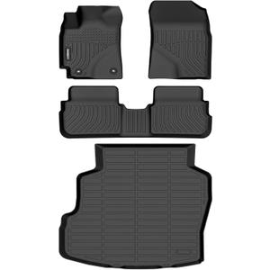 GINOWY-Floor Mats & Cargo Liner Set for Toyota Corolla 2009-2013, All Weather Mats Cargo Trunk Mat Waterproof Car Mats for Toyota Corolla Accessories Custom Fit