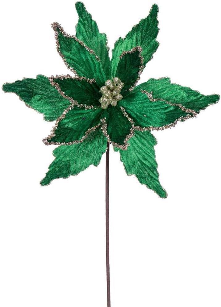 Vickerman 21.5" Midnight Green Poinsettia, 6 pack
