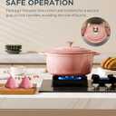 Enameled Cast Iron Dutch Oven - 7.5QT Dutch Oven Pot with Lid & Cotton Potholders - Heavy-Duty Non Stick Casserole Pot for Braising, Stews, Roasting, Baking, Suitable for All Stovetops, Gentle Pink