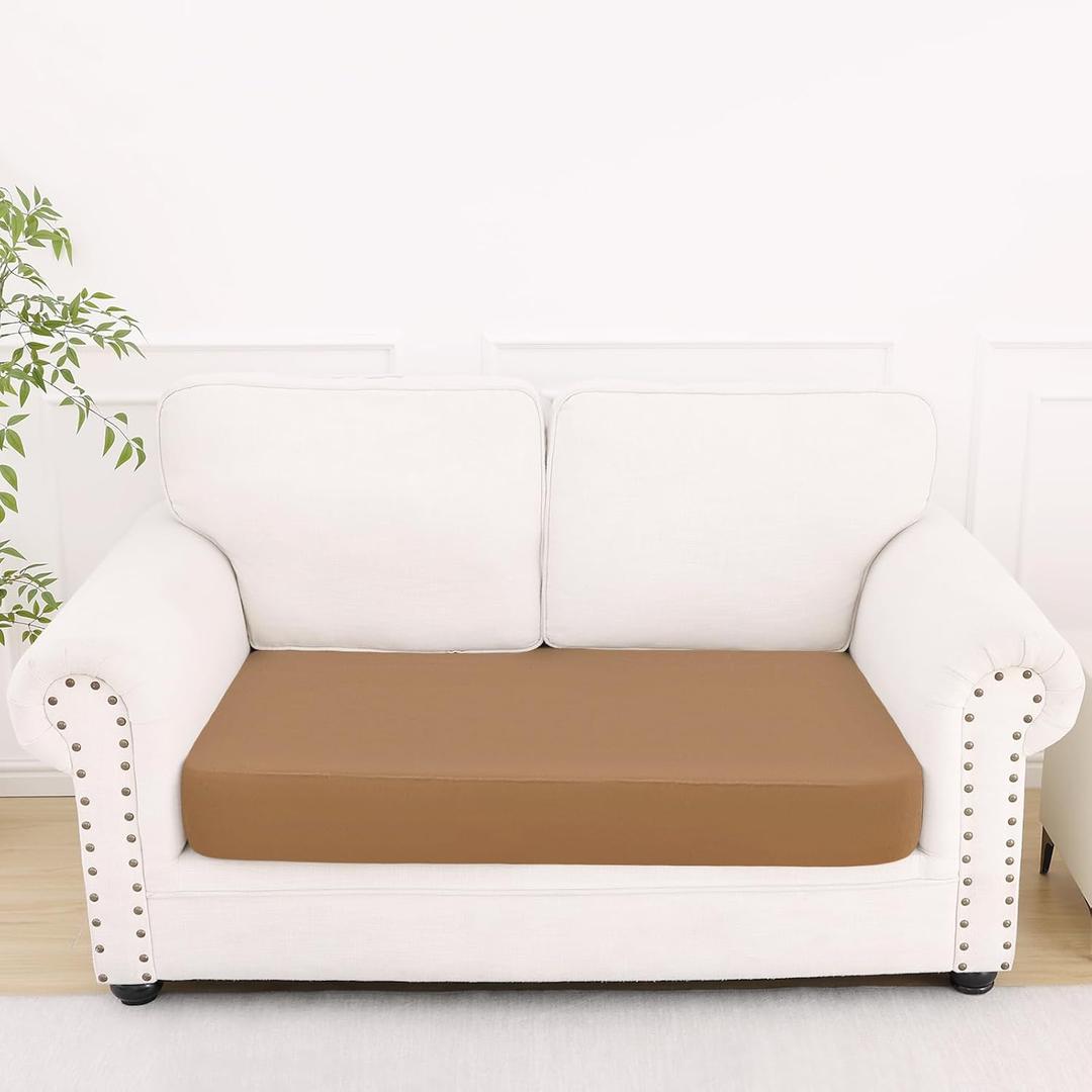Smiry Printed Couch Cushion Covers, Stretch Soft Couch Covers for Sofa, Washable Non-Slip Sofa Slipcover Furniture Protector for Indoor and Outdoor (Medium, Camel)