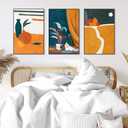 MPLONG Abstract Modern Minimalist Natural Framed Decorative Painting - Large Size Wall Art Set of 3Wall Decor for Living Room, Bedroom, Dining Room, Office, etc. (Yellow, 20 "X 28" X 3 pieces)