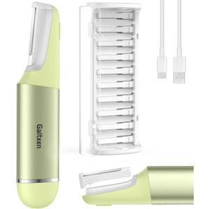 Sonic Dermaplane Razor for Women Face Beauty Face Epilator, Exfoliation & Peach Fuzz Facial Hair Removal for Women, Electric Face Razors Shaver Trimmer Anti-Aging 3 Speeds & 10 Refill Blades, Green