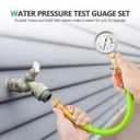 Stainless Steel Water Test Pressure Gauge Kit 2" Dial Size,Gauge+12" EPDM Rubber+1/4" LF Valve+1/4 to 3/4 Adapter, Lower Mount with Liquid Filled 0~200 PSI(Color Coded)