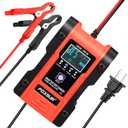 Automotive Battery Charger 12V 6A - 24V 3A Multi-Function Smart Charger Maintainer for Car, Truck, Motorcycle, Lawn Mower, Boat, ATV, Lithium, LiFePO4, Lead-Acid, Deep Cycle Battery Charger