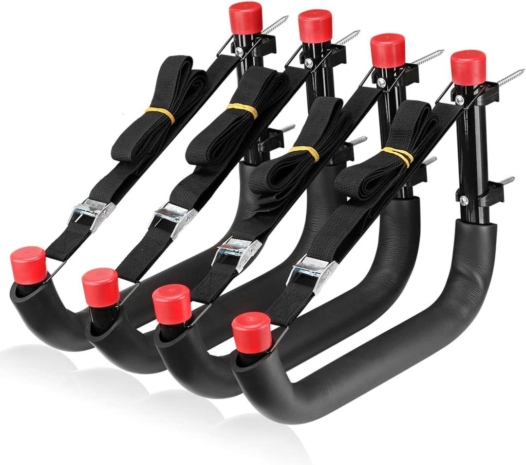 Heavy Duty Garage Storage Hooks, 13 Inch Arm Large Wall Mount Hanger with EVA Protector, Garage Racks & Organizer for Ladders, Folding Chairs, Kayak, Surfboard, Garden Tool