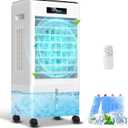 Portable Air Conditioners, Windowless Portable AC with 3 Speeds, 3 Modes, 8L Evaporative Air Cooler w/7H Timer, 90°Oscillation, Remote Control Air Conditioners for Bedroom, Small Room, Home (White)