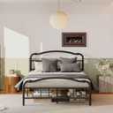 ZIYOO Vintage 14 Inch Full Metal Bed Frame with Victorian-Style Headboard & Footboard, Sturdy Platform Design, Under Bed Storage, No Box Spring Needed, Noise Free, Elegant Black