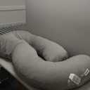 Momcozy Pregnancy Pillows with Cooling Cover, U-Shaped Full Body Maternity Pillow for Side Sleepers 57 Inch - Support for Back, Hip, Belly, Legs for Pregnant Women (Grey- Cooling Fabric)