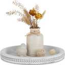 Hanobe Candle Tray Holder Decorative: Round Coffee Table Home Decor Centerpiece Boho White Serving Trays for Living Room Kitchen