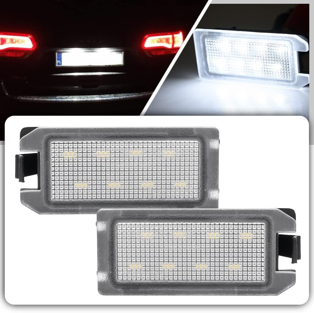 2pcs LED License Plate Light Lamp Assembly for Jeep Grand Cherokee 2014 2015 2016 2017 2018 2019 2020 Fiat 500 2013-2019 Super Bright 6000K Xenon White Rear Tag Number Plate Light Assembly
