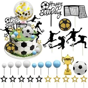 Firleayo Soccer Cake Decoration Soccer Cake Toppers Football Cake Topper Sports Player Cupcake Topper for Boy Men Birthday Sport Themed Party Supplies