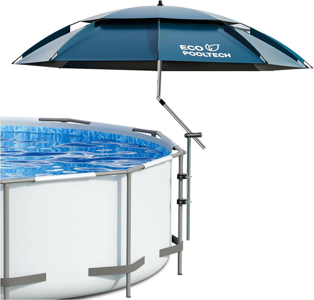 ECOPOOLTECH 7' Above Ground Pool Umbrellas, Outdoor Pool Sunshade for Oval or Rectangular Swimming Pools, Multi-functional Patio Umbrella for Garden/Pool Deck/Backyard, Must have Pool Accessories